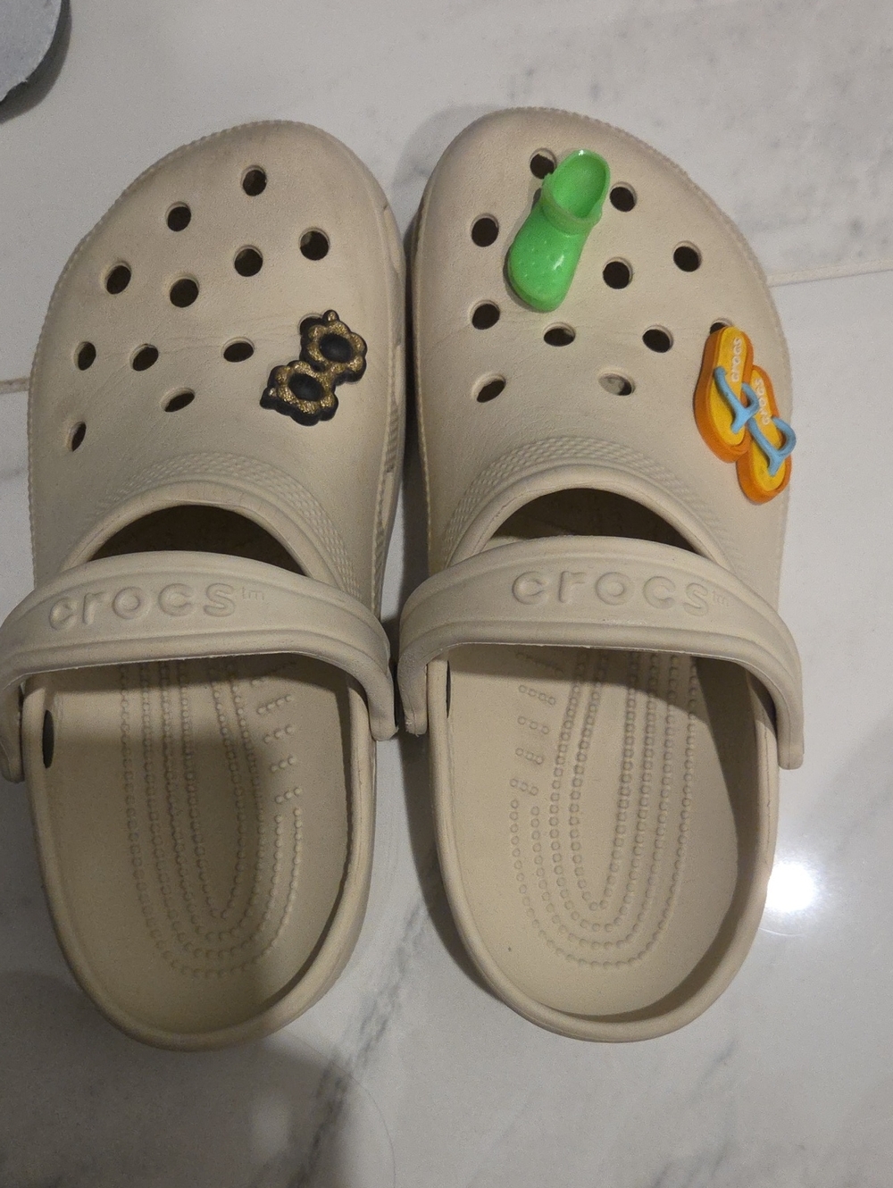 CROCS Kids Beige Clog with Colorful Jibbitz